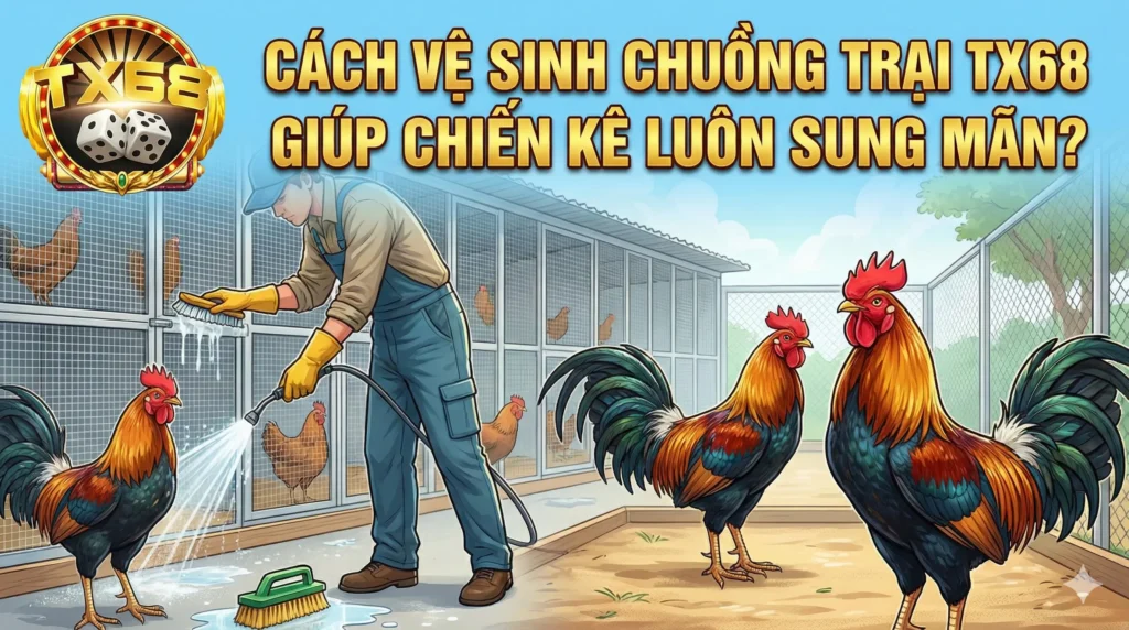 Cách vệ sinh chuồng trại TX68 giúp chiến kê luôn sung mãn